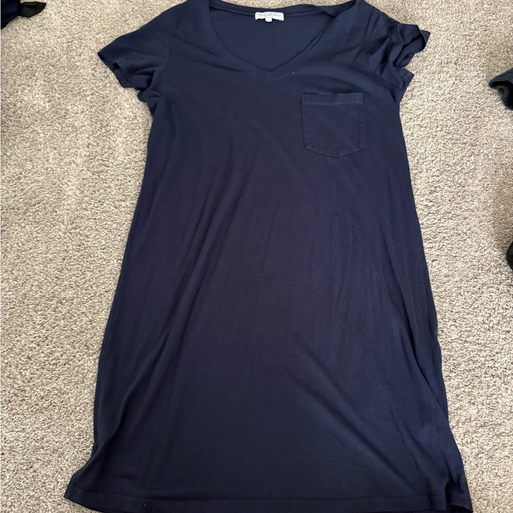 Michael Stars Navy V-Neck T-Shirt Dress